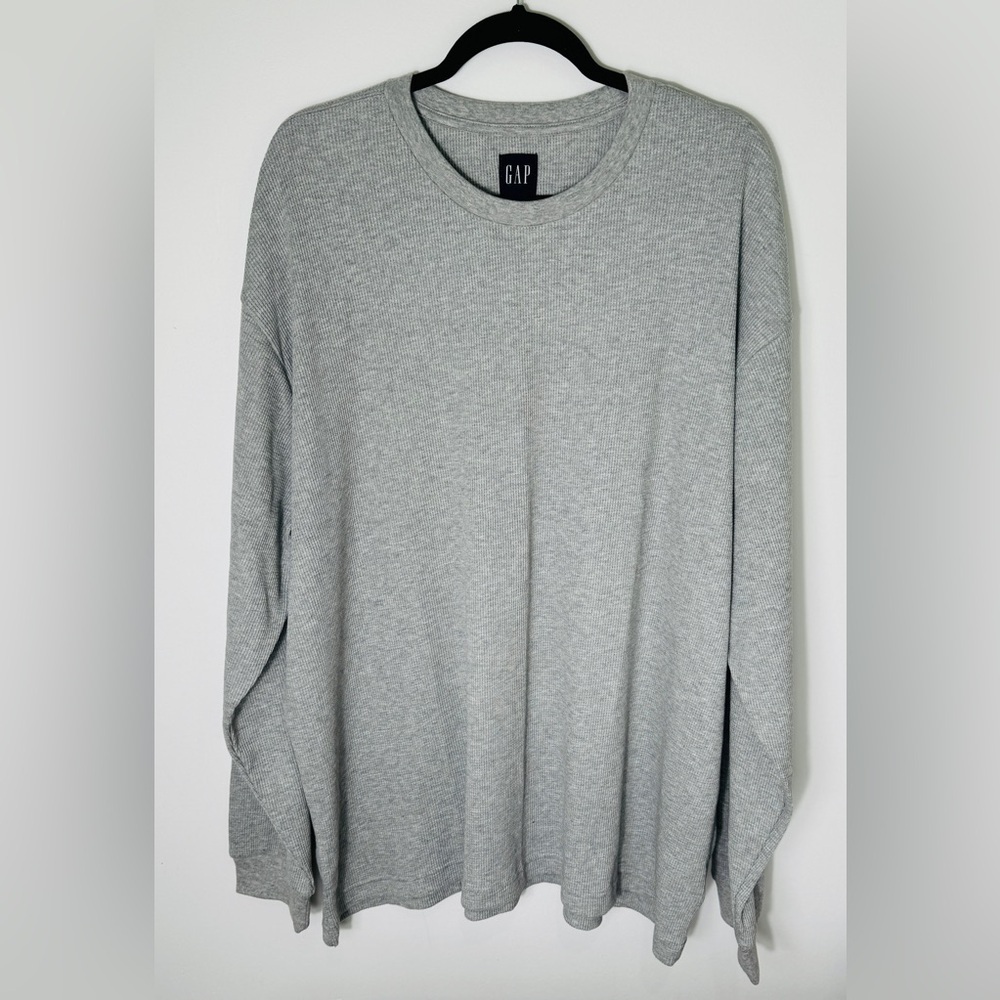 NWT - GAP Gray - Long Sleeve Thermal Waffle Weave Round Neck Shirt - Size: XXL